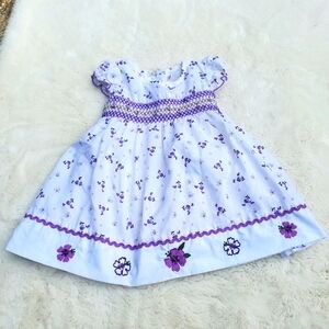 Floral Purple and White Baby Dress Size 6m-9m